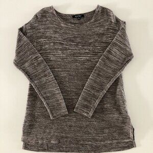 Ellen Tracy Casual Lg Slv Scoop Neck Cotton/Acrylic Sweater Cocoa + Ivory Sz XL